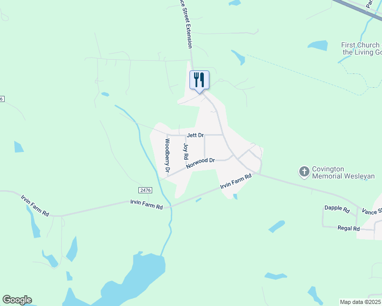 map of restaurants, bars, coffee shops, grocery stores, and more near 139 Joy Road in Reidsville