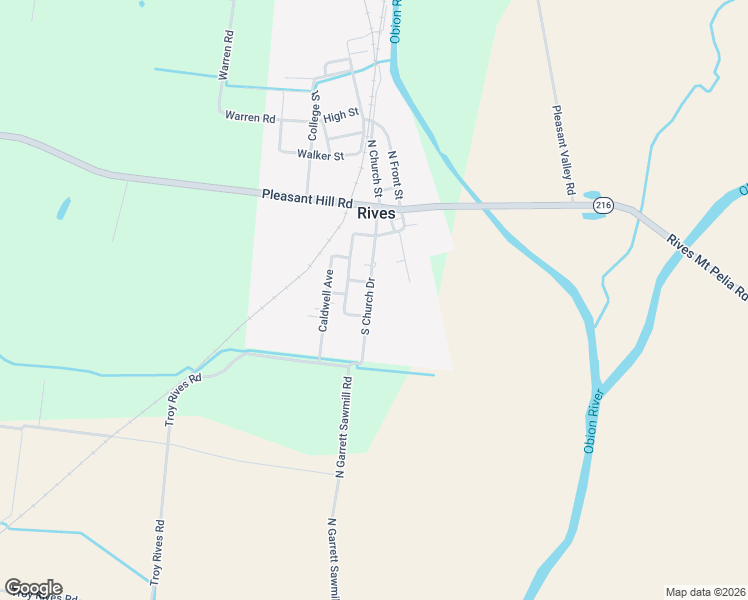 map of restaurants, bars, coffee shops, grocery stores, and more near 406 South Church Drive in Rives