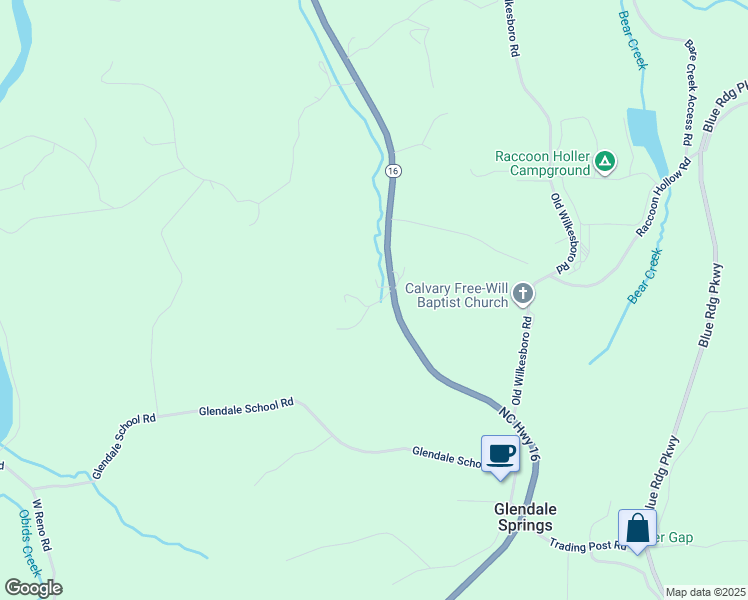 map of restaurants, bars, coffee shops, grocery stores, and more near 6718 North Carolina 16 in Jefferson