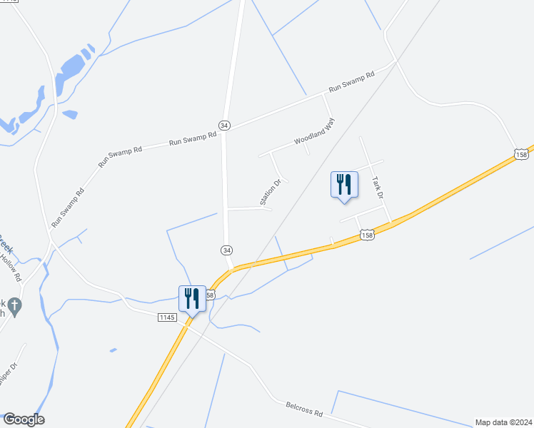 map of restaurants, bars, coffee shops, grocery stores, and more near 115 Caboose Court in Camden