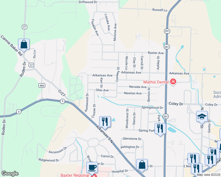 map of restaurants, bars, coffee shops, grocery stores, and more near 708 Ohio Avenue in Mountain Home