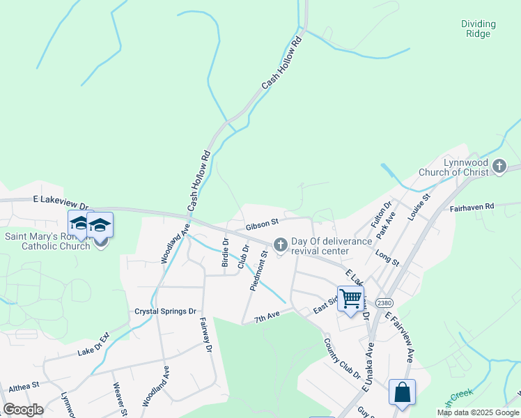 map of restaurants, bars, coffee shops, grocery stores, and more near 1436 East Lakeview Drive in Johnson City