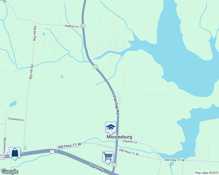 map of restaurants, bars, coffee shops, grocery stores, and more near in Mooresburg