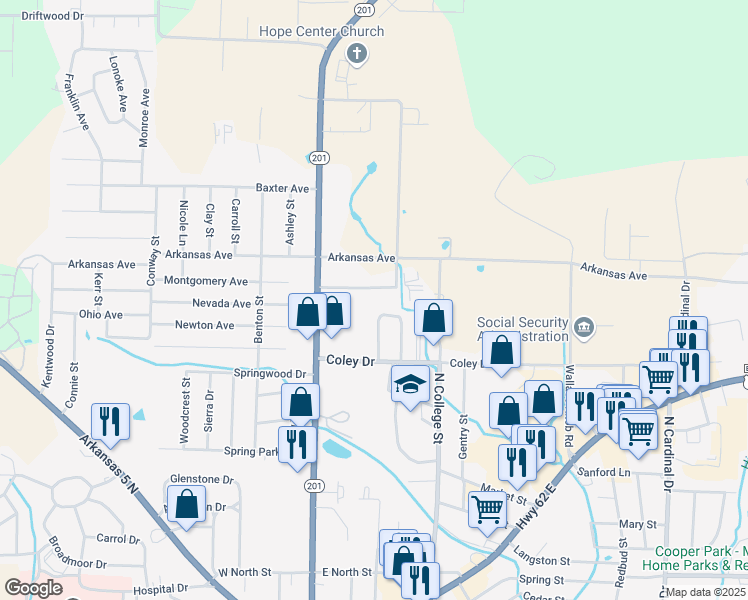 map of restaurants, bars, coffee shops, grocery stores, and more near 140 Green Valley Drive in Mountain Home