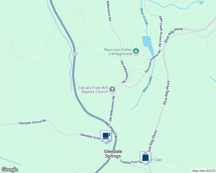 map of restaurants, bars, coffee shops, grocery stores, and more near 3020 Old Wilkesboro Road in Jefferson