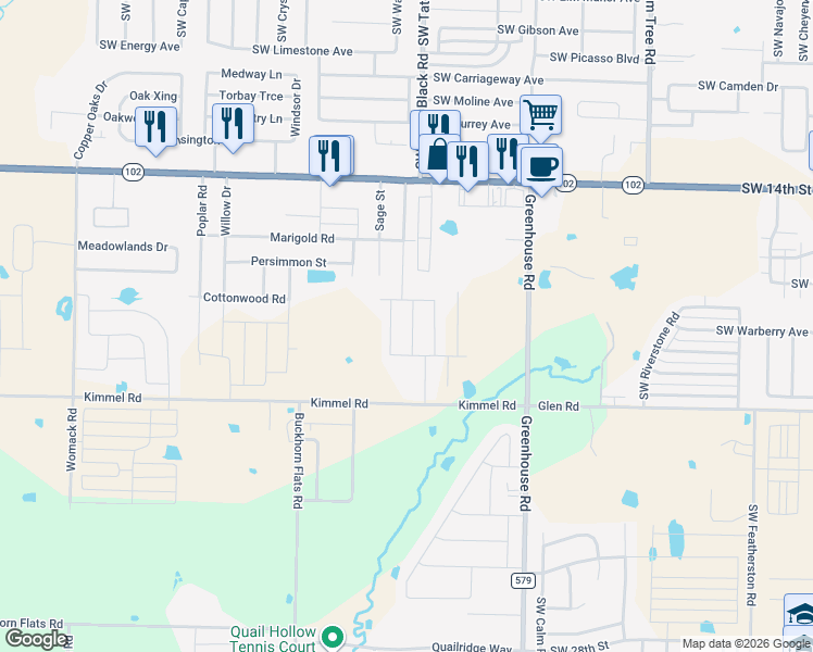 map of restaurants, bars, coffee shops, grocery stores, and more near 1720 Kimmel Road in Centerton