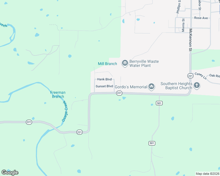 map of restaurants, bars, coffee shops, grocery stores, and more near 1303 Sunset Boulevard in Berryville