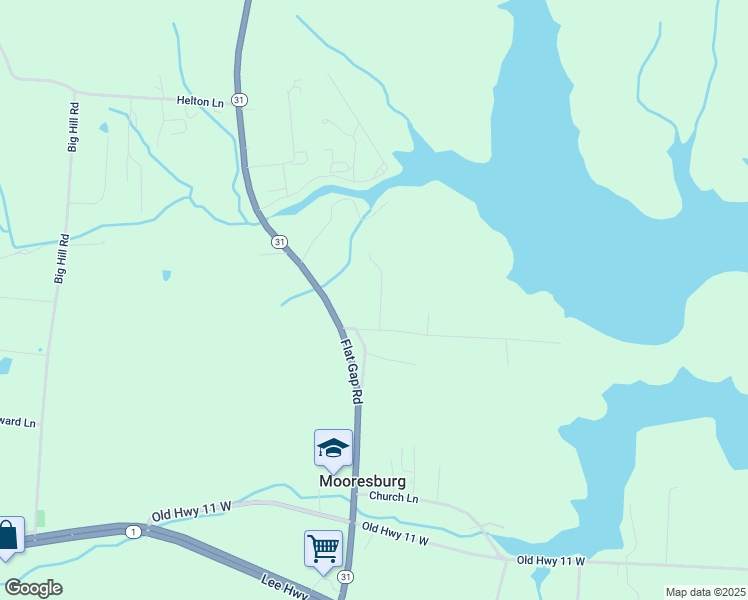 map of restaurants, bars, coffee shops, grocery stores, and more near 101 Petty Lane in Mooresburg