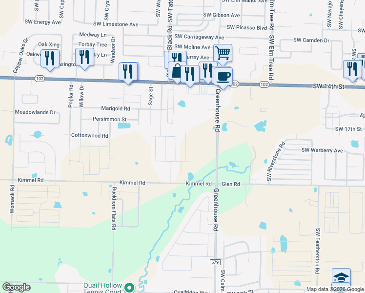 map of restaurants, bars, coffee shops, grocery stores, and more near 1720 Kimmel Road in Centerton