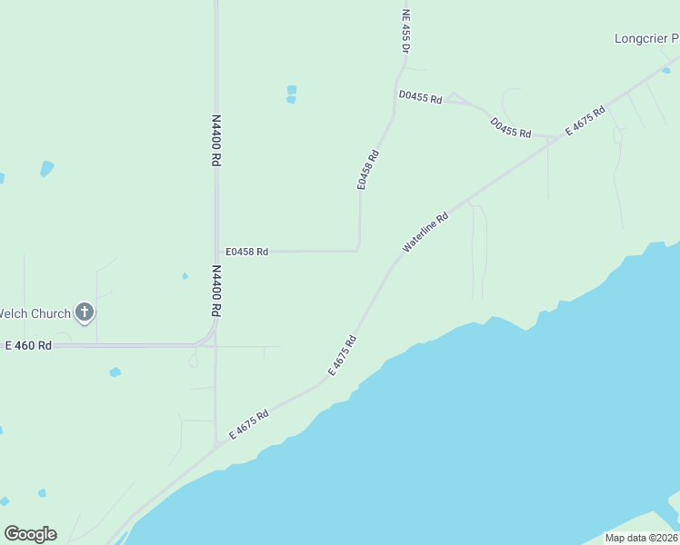 map of restaurants, bars, coffee shops, grocery stores, and more near E0458 Road in Pryor