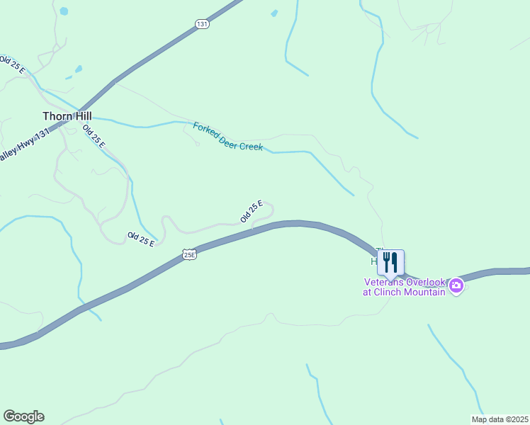 map of restaurants, bars, coffee shops, grocery stores, and more near Old Highway 25 East in Thorn Hill