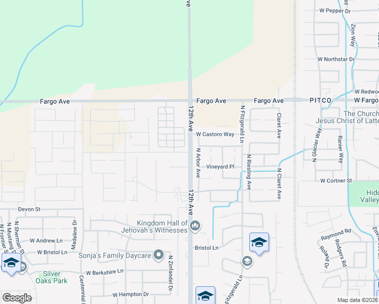map of restaurants, bars, coffee shops, grocery stores, and more near 8408 12th Avenue in Hanford
