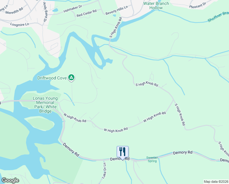 map of restaurants, bars, coffee shops, grocery stores, and more near 694 South High Knob Road in LaFollette