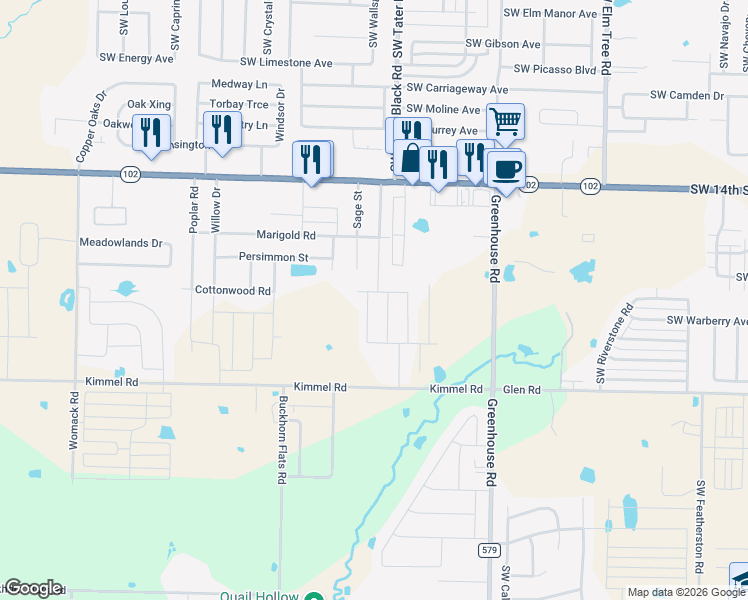 map of restaurants, bars, coffee shops, grocery stores, and more near 1720 Kimmel Road in Centerton