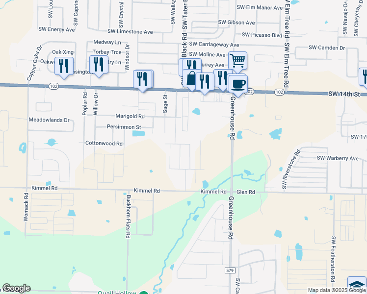 map of restaurants, bars, coffee shops, grocery stores, and more near 1720 Kimmel Road in Centerton