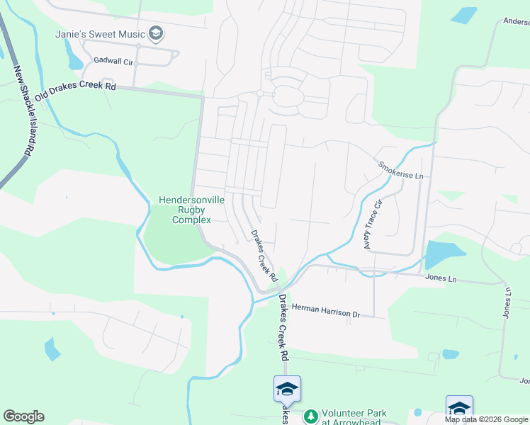 map of restaurants, bars, coffee shops, grocery stores, and more near 114 Ashington Circle in Hendersonville