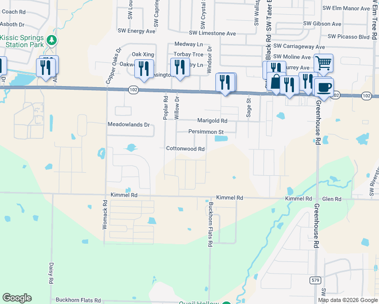 map of restaurants, bars, coffee shops, grocery stores, and more near 1230 Cottonwood Road in Centerton