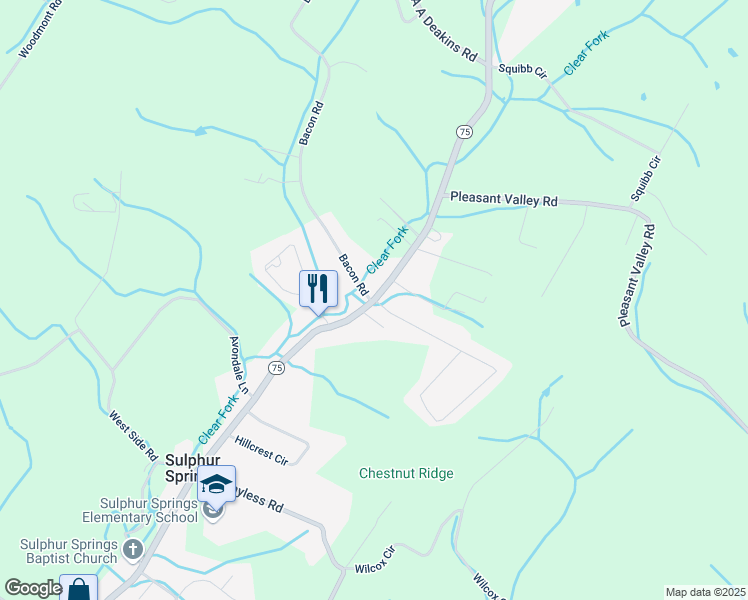 map of restaurants, bars, coffee shops, grocery stores, and more near 1188 Gray Station Sulphur Springs Road in Jonesborough