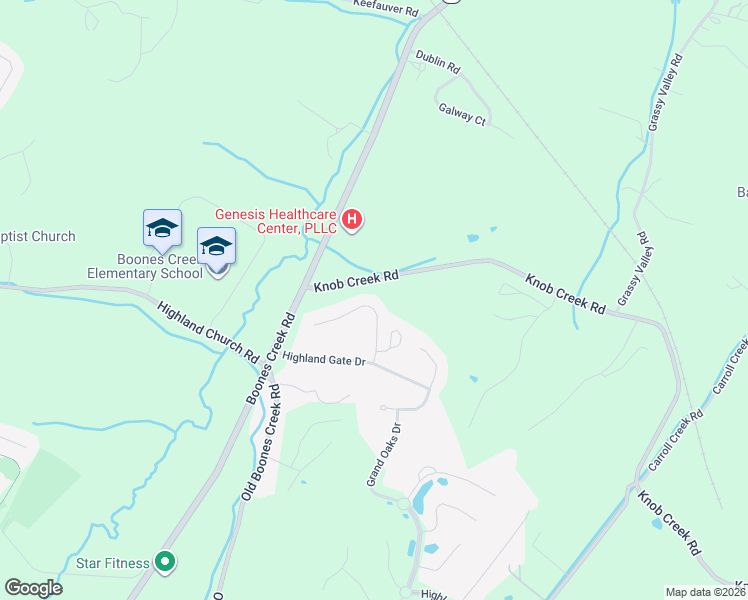 map of restaurants, bars, coffee shops, grocery stores, and more near 126 Sun Chase Court in Gray