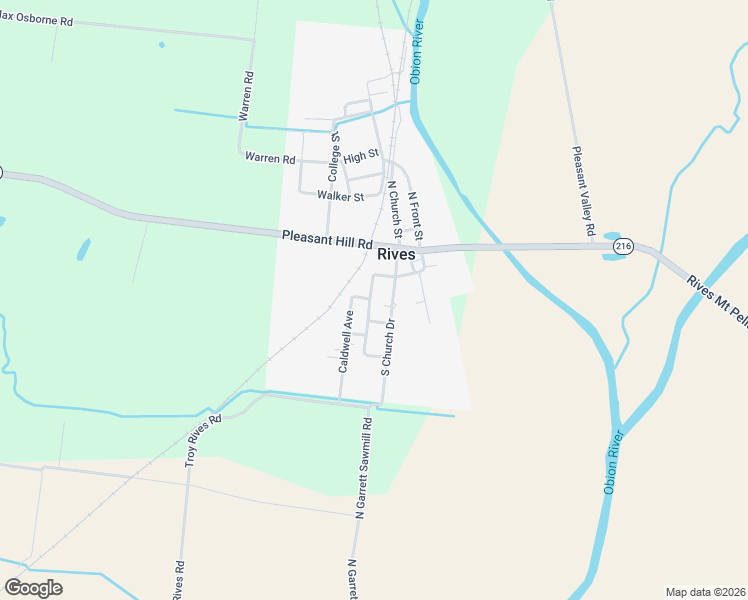 map of restaurants, bars, coffee shops, grocery stores, and more near 454 Forrester Street in Rives