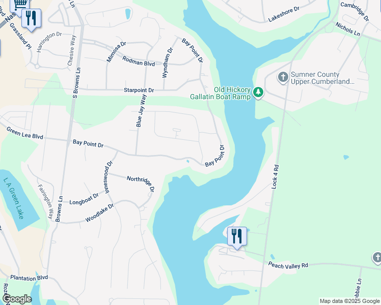 map of restaurants, bars, coffee shops, grocery stores, and more near 1050 Westbrook Drive in Gallatin
