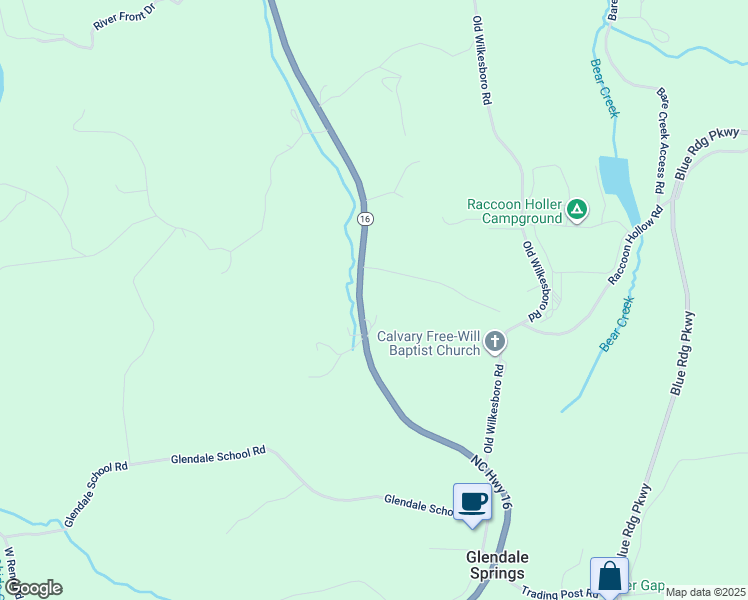 map of restaurants, bars, coffee shops, grocery stores, and more near 6639 North Carolina 16 in Jefferson