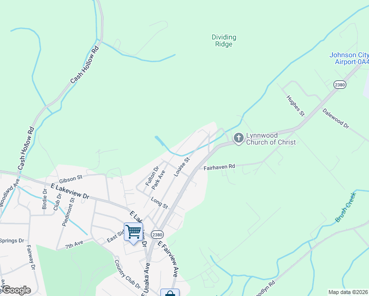 map of restaurants, bars, coffee shops, grocery stores, and more near 2612 Park Avenue in Johnson City