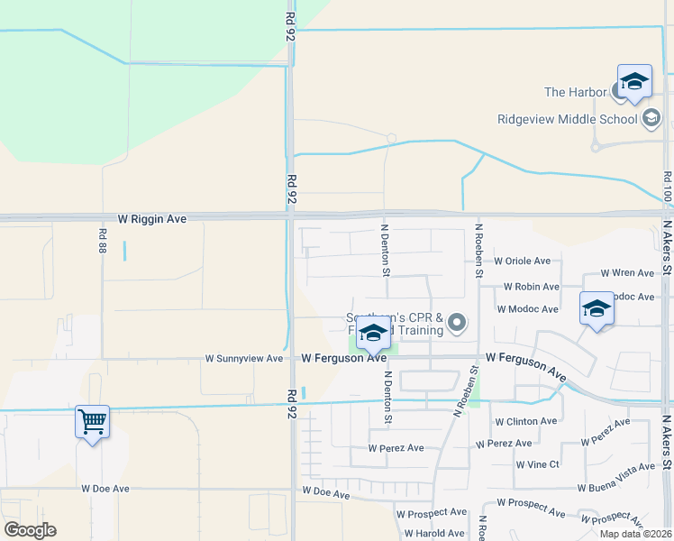 map of restaurants, bars, coffee shops, grocery stores, and more near 6648 West Wren Avenue in Visalia