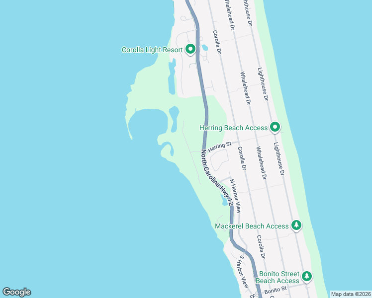 map of restaurants, bars, coffee shops, grocery stores, and more near 1011 Cruz Bay Lane in Corolla