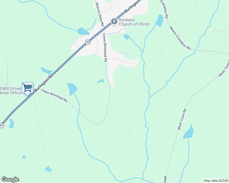 map of restaurants, bars, coffee shops, grocery stores, and more near 467 Lewis Winstead Loop in Roxboro