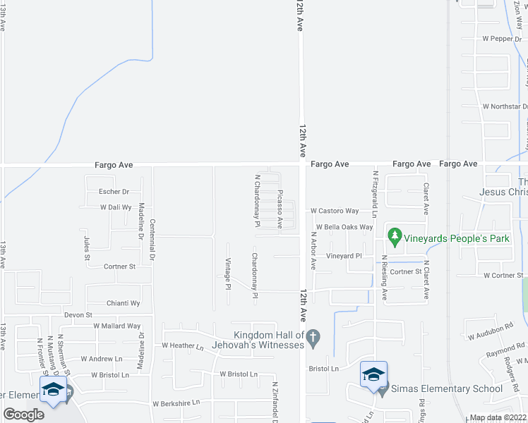 map of restaurants, bars, coffee shops, grocery stores, and more near 1811 West Dali Way in Hanford