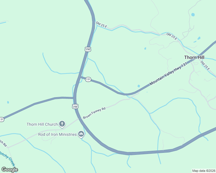 map of restaurants, bars, coffee shops, grocery stores, and more near 345 Mountain Valley Highway 131 in Thorn Hill