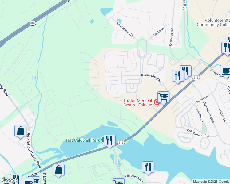 map of restaurants, bars, coffee shops, grocery stores, and more near 1160 Cavaletti Circle West in Gallatin