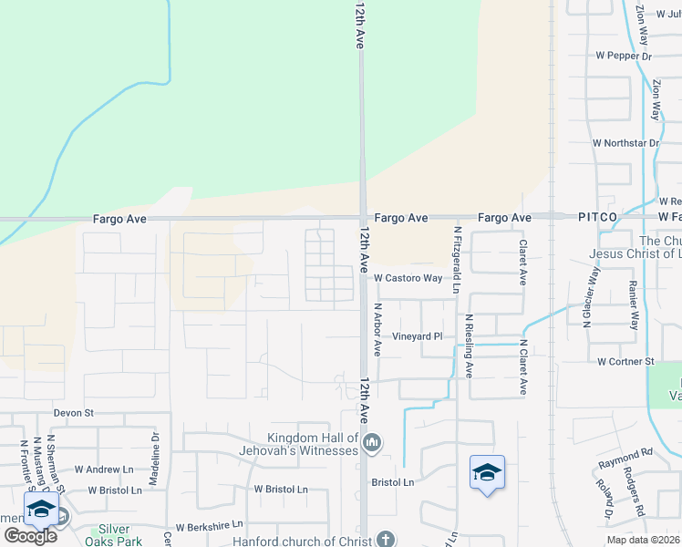 map of restaurants, bars, coffee shops, grocery stores, and more near 1744 West Dali Way in Hanford