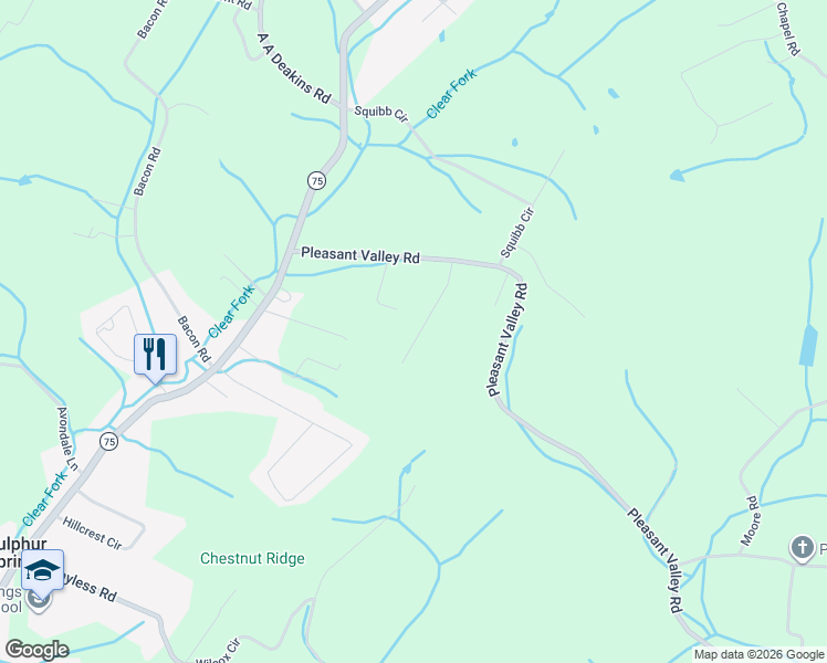 map of restaurants, bars, coffee shops, grocery stores, and more near 139 Bob Walker Road in Jonesborough