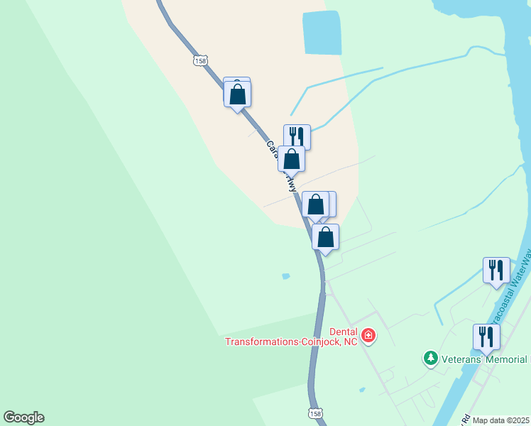map of restaurants, bars, coffee shops, grocery stores, and more near 115 Middle Street in Barco