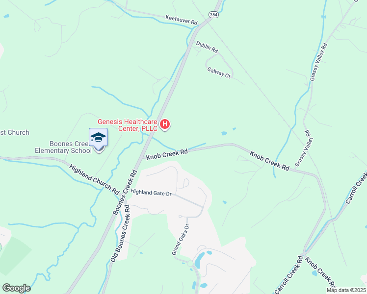 map of restaurants, bars, coffee shops, grocery stores, and more near 3224 Knob Creek Road in Gray
