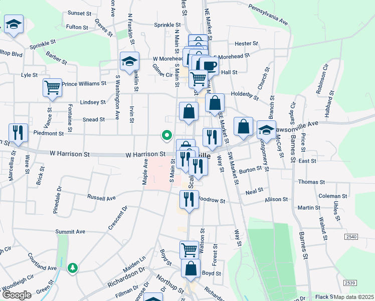map of restaurants, bars, coffee shops, grocery stores, and more near in Reidsville