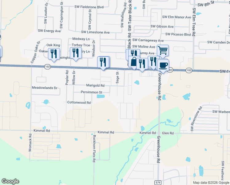 map of restaurants, bars, coffee shops, grocery stores, and more near 210 Sage Street in Centerton