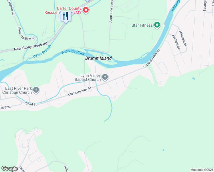 map of restaurants, bars, coffee shops, grocery stores, and more near 108 Rainbolt Lane in Elizabethton