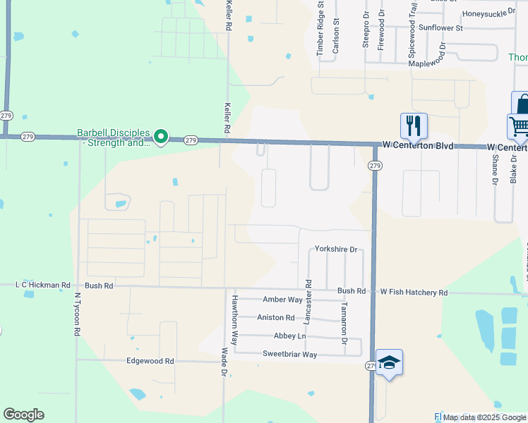 map of restaurants, bars, coffee shops, grocery stores, and more near 279 Graystone Circle in Centerton