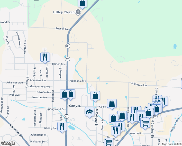 map of restaurants, bars, coffee shops, grocery stores, and more near 360 Green Valley Drive in Mountain Home