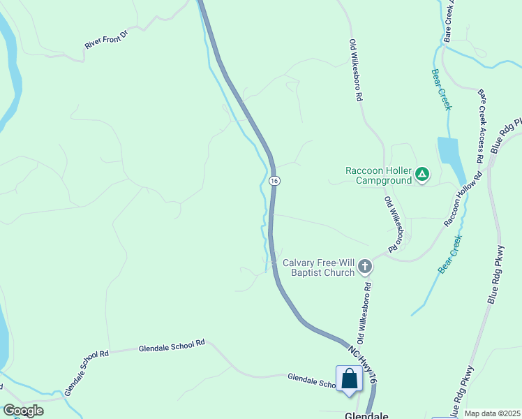 map of restaurants, bars, coffee shops, grocery stores, and more near 6520 North Carolina 16 in Jefferson