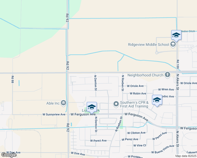 map of restaurants, bars, coffee shops, grocery stores, and more near 6425 West Lark Avenue in Visalia