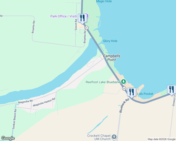 map of restaurants, bars, coffee shops, grocery stores, and more near 265 Magnolia Road in Tiptonville