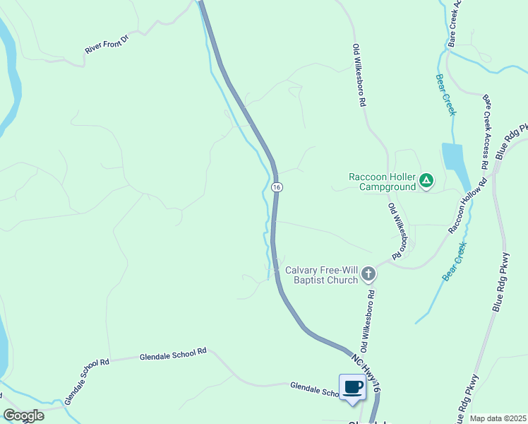 map of restaurants, bars, coffee shops, grocery stores, and more near 6520 North Carolina 16 in Jefferson