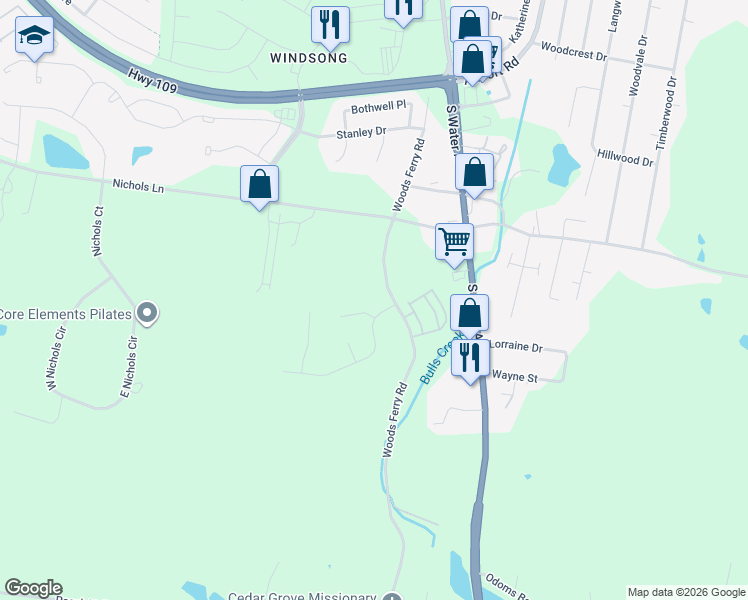 map of restaurants, bars, coffee shops, grocery stores, and more near 1460 Woods Ferry Road in Gallatin