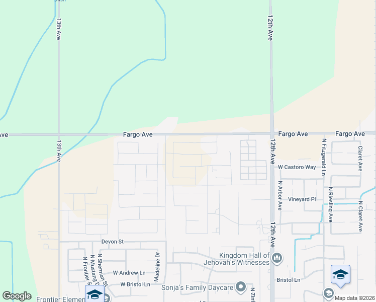 map of restaurants, bars, coffee shops, grocery stores, and more near 12542 Fargo Avenue in Hanford