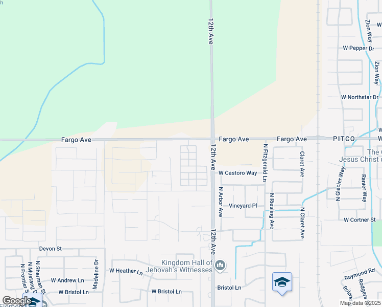map of restaurants, bars, coffee shops, grocery stores, and more near 1785 West Burgundy Street in Hanford