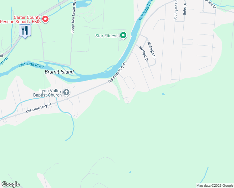 map of restaurants, bars, coffee shops, grocery stores, and more near 114 Ledgestone Way in Elizabethton